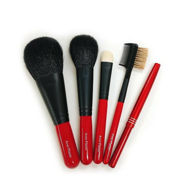 喜筆(kiHiTsu) 赤軸 ブラシ5本セット ポーチ付 rED5PouCH